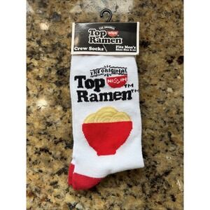 Nissin Top Ramen Noodle Soup Novelty Crew Socks Unisex Adult Mens 6-12 NEW NWT
